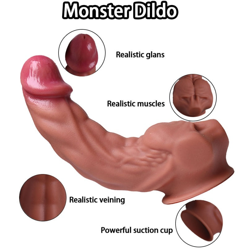 S-Shaped Fantasy Monster Dildo – Platinum Silicone | 11 Inch Alien Dildo G-Spot & P-Spot Curve