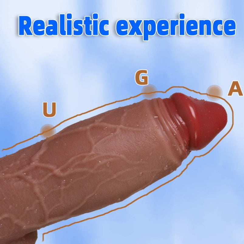 Domlust Thick Silicone Dildo – Small Glans 9.6" Flesh | Weighted Suction Cup Anal & Vaginal