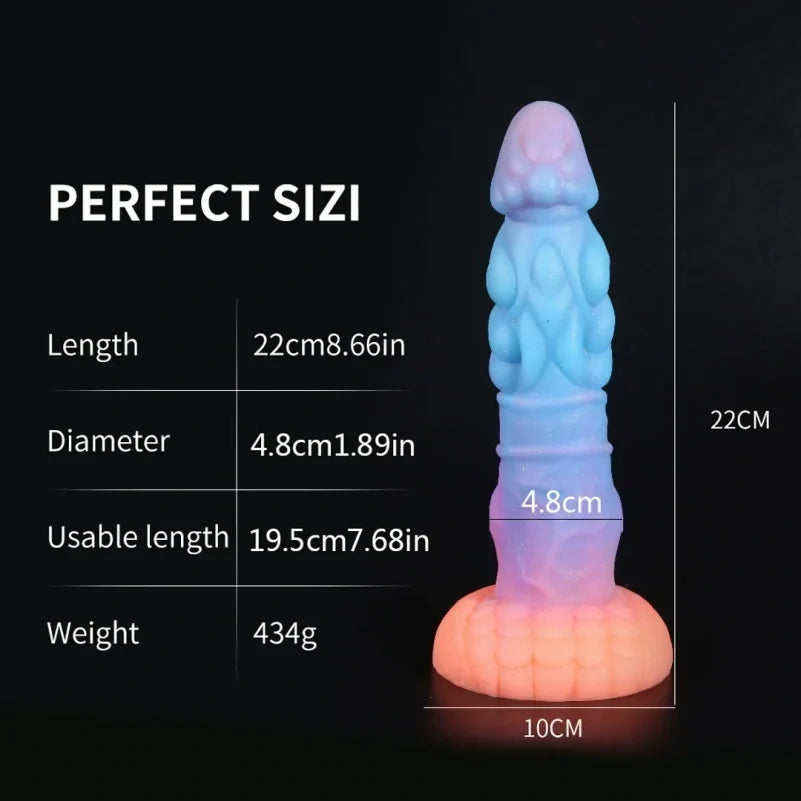 Domlust Glow-in-the-Dark Dragon Dildo | Platinum Silicone Fantasy Butt Plug with Suction Cup