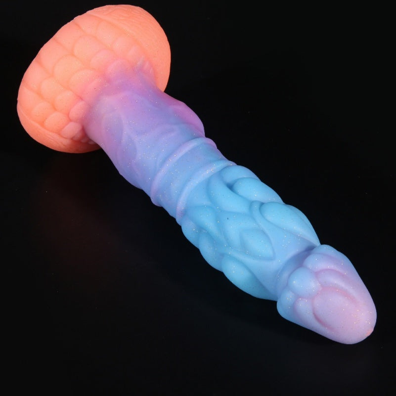 Domlust Glow-in-the-Dark Dragon Dildo | Platinum Silicone Fantasy Butt Plug with Suction Cup