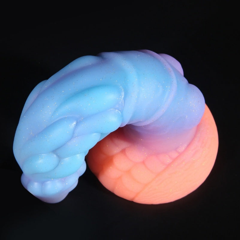 Domlust Glow-in-the-Dark Dragon Dildo | Platinum Silicone Fantasy Butt Plug with Suction Cup