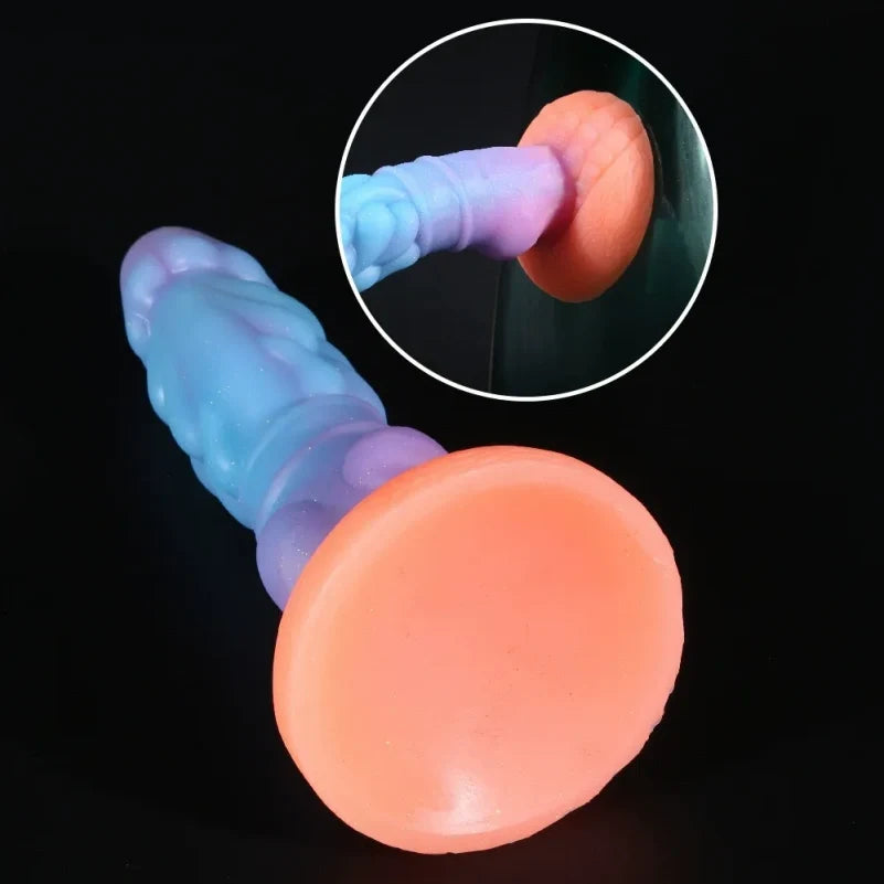 Domlust Glow-in-the-Dark Dragon Dildo | Platinum Silicone Fantasy Butt Plug with Suction Cup