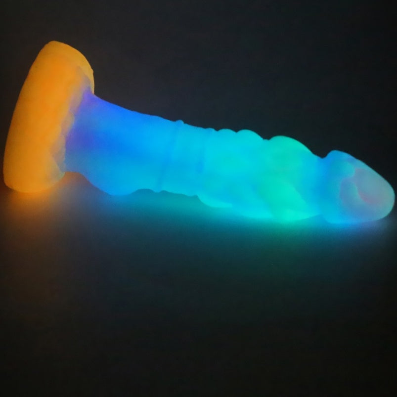 Domlust Glow-in-the-Dark Dragon Dildo | Platinum Silicone Fantasy Butt Plug with Suction Cup