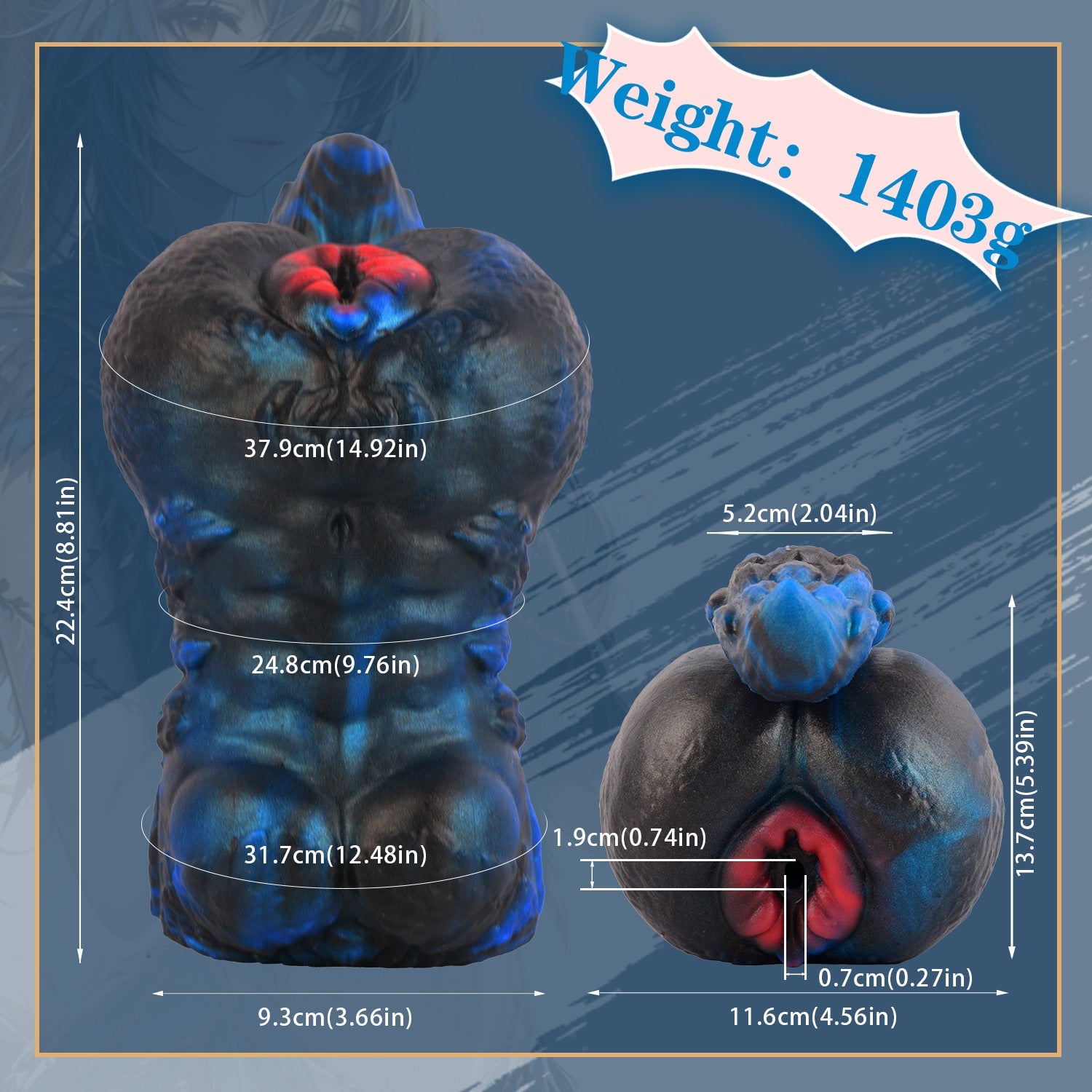 Dark Wolf-Girl Alien Torso Pocket Pussy – Dual-Channel | Ultra-Soft Platinum Silicone | Fantasy Male Masturbator