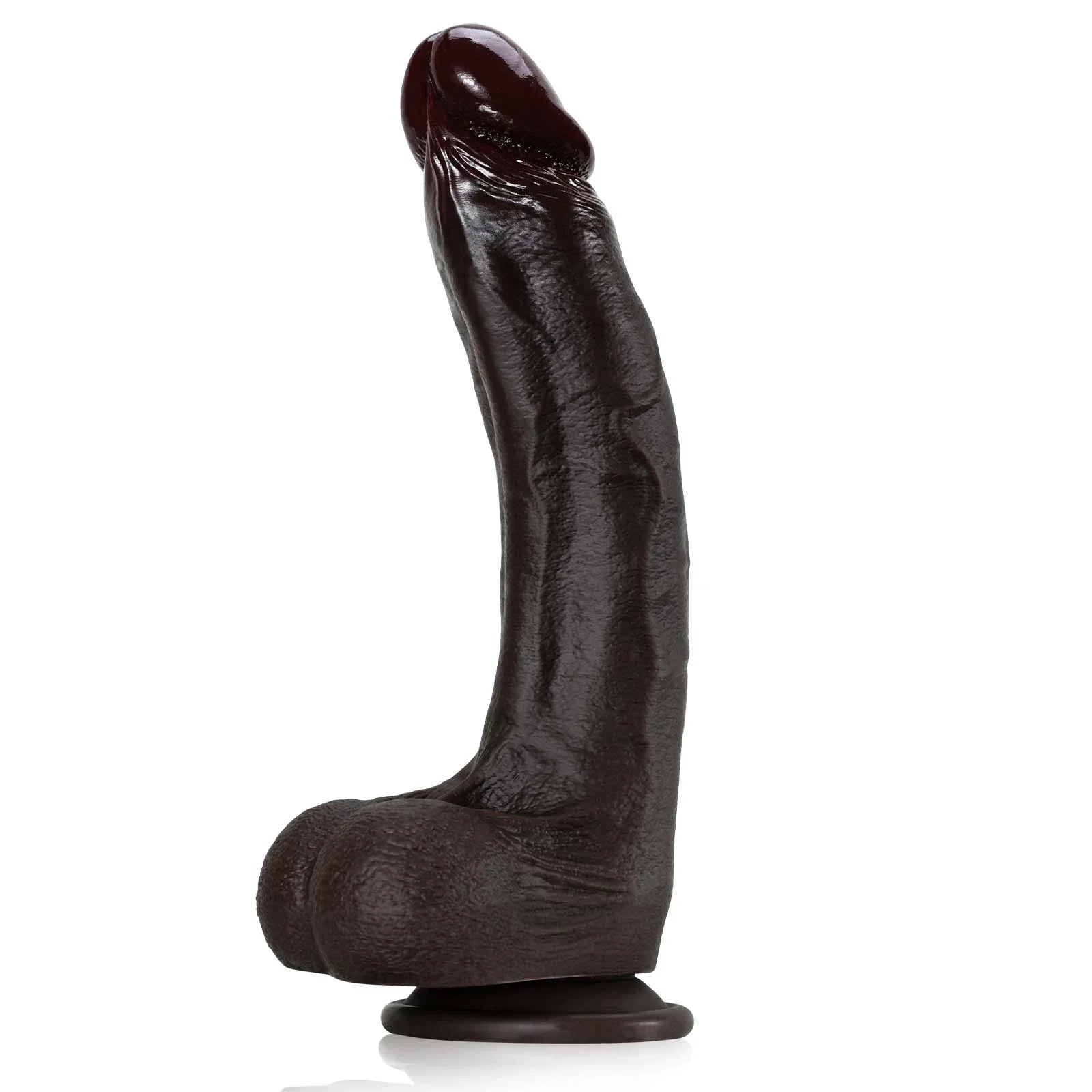 10-inch Black Dildo Anal Butt Plug - Realistic Big Testicle Penis BBC Suction Cup Sex Toys