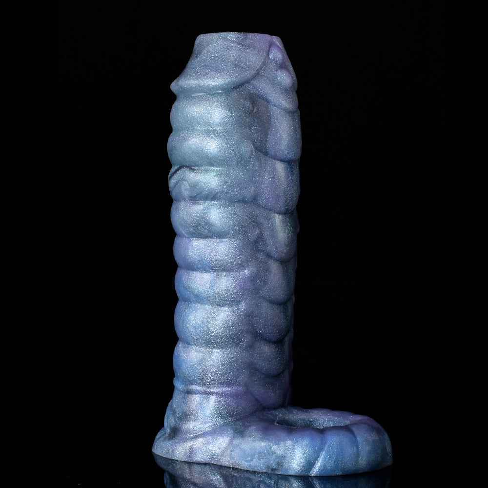 Ribbed Dragon Cock Sleeve Jacking Off - Silicone Monsterdildo Penis Enlarger Sex Toy for Men