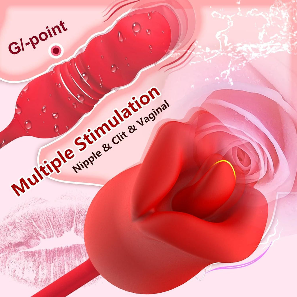 Double End Dildo Thrusting Clitoral Vibrator - G-spot Clit Stimulator Oral Sex Toys for Women Gift