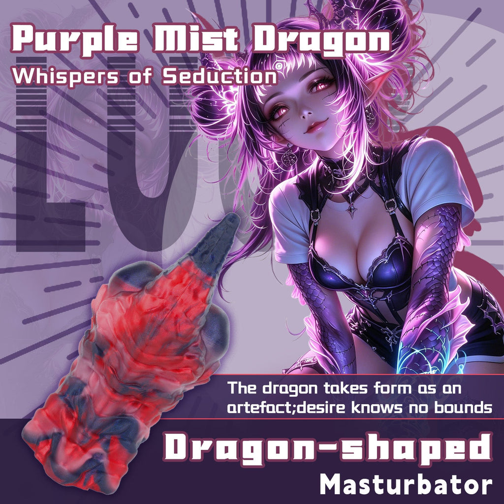 Purple Mist Silicone Dragon Pocket Pussy – Fantasy Beast Alien Masturbator for Male Sex Toys