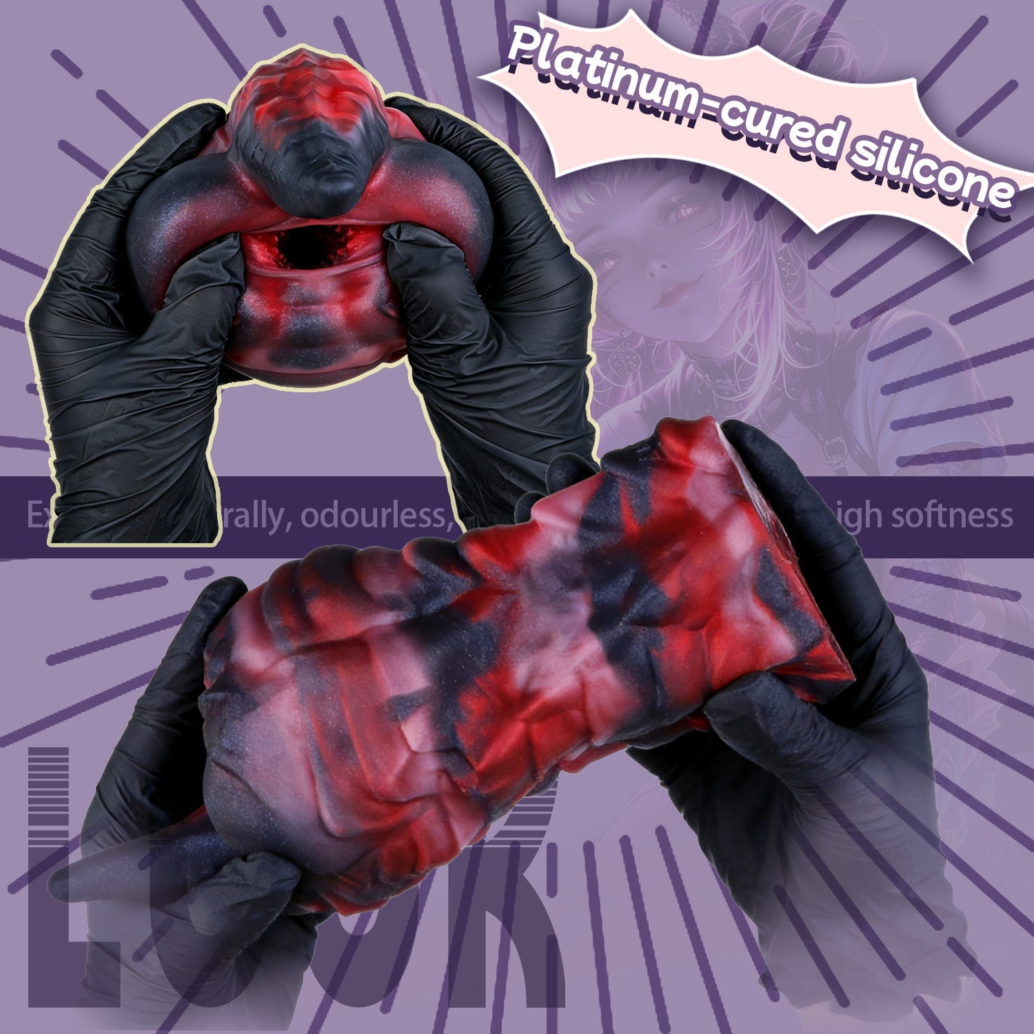 Purple Mist Silicone Dragon Pocket Pussy – Fantasy Beast Alien Masturbator for Male Sex Toys