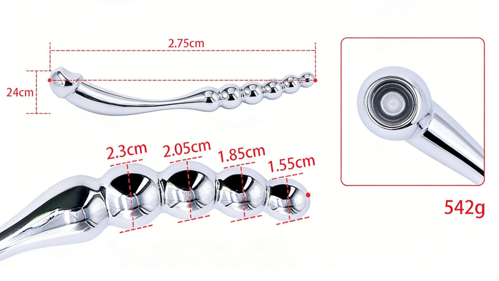 Double - Ended Stainless Steel Prostate & G - Spot Massager with 4 Beads - Tarisss Sex Toy Store