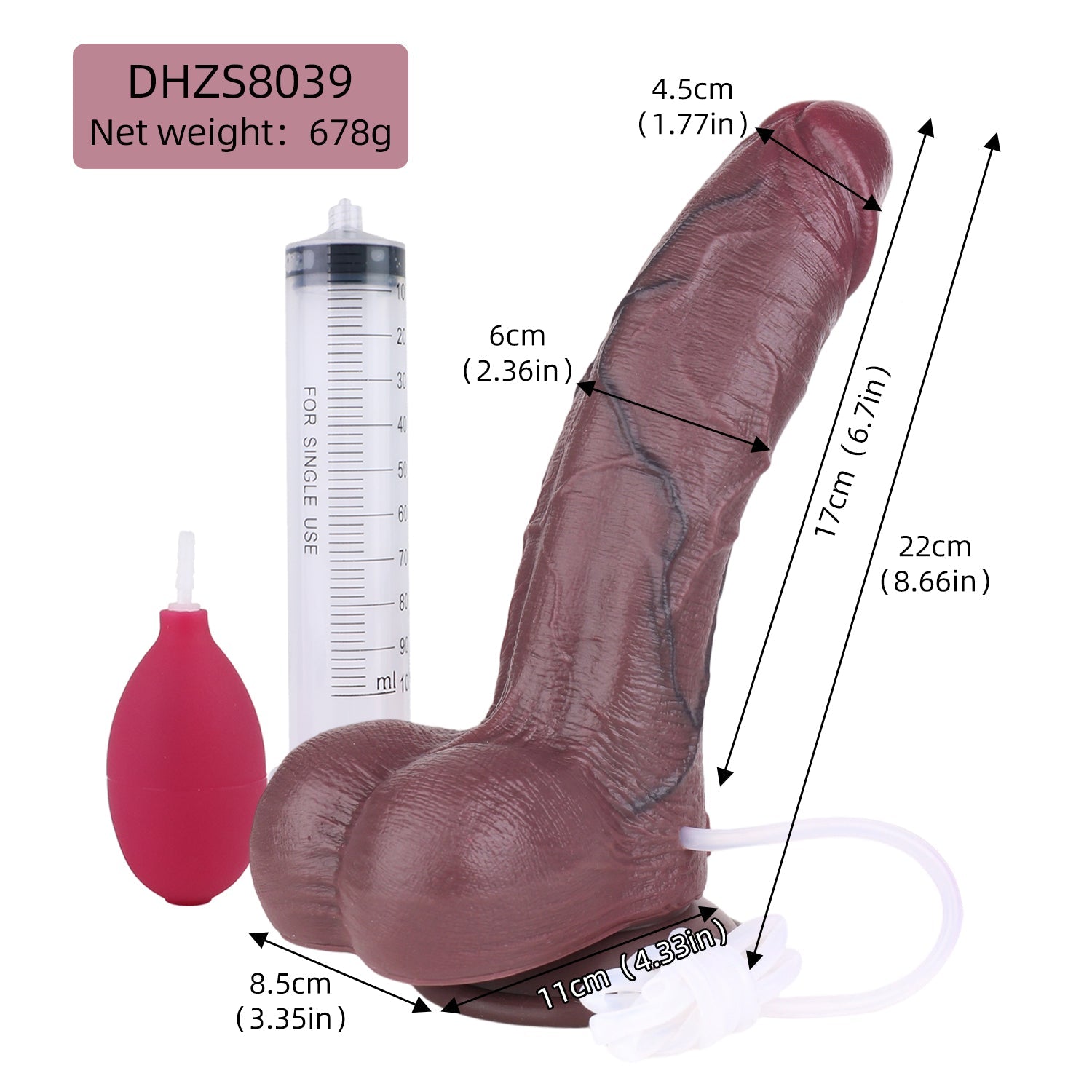 Double - Layer Realistic Silicone Squirting Dildo with Bulb & Enema Plug - Tarisss Sex Toy Store