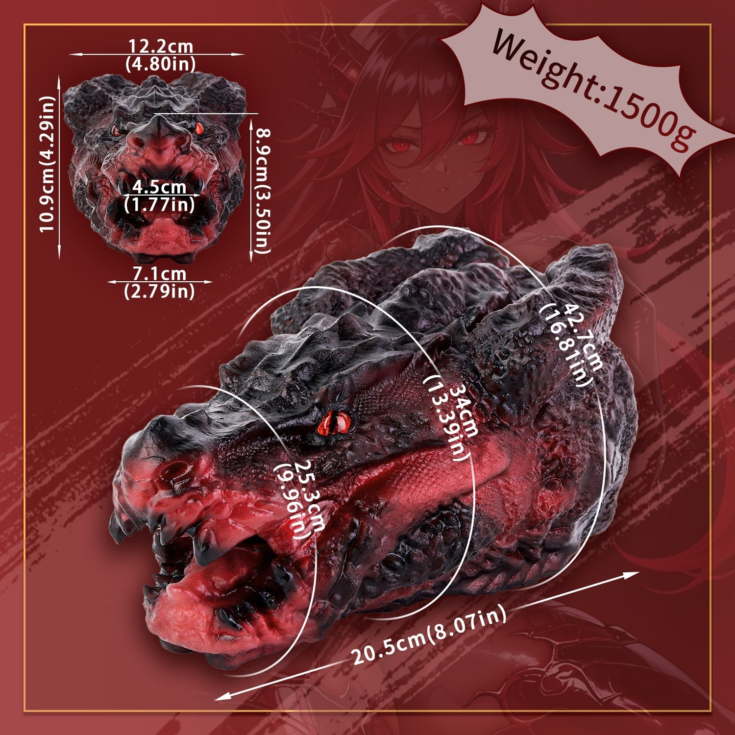 Dragon Head Fantasy Dildo with Realistic Texture - Tarisss Sex Toy Store