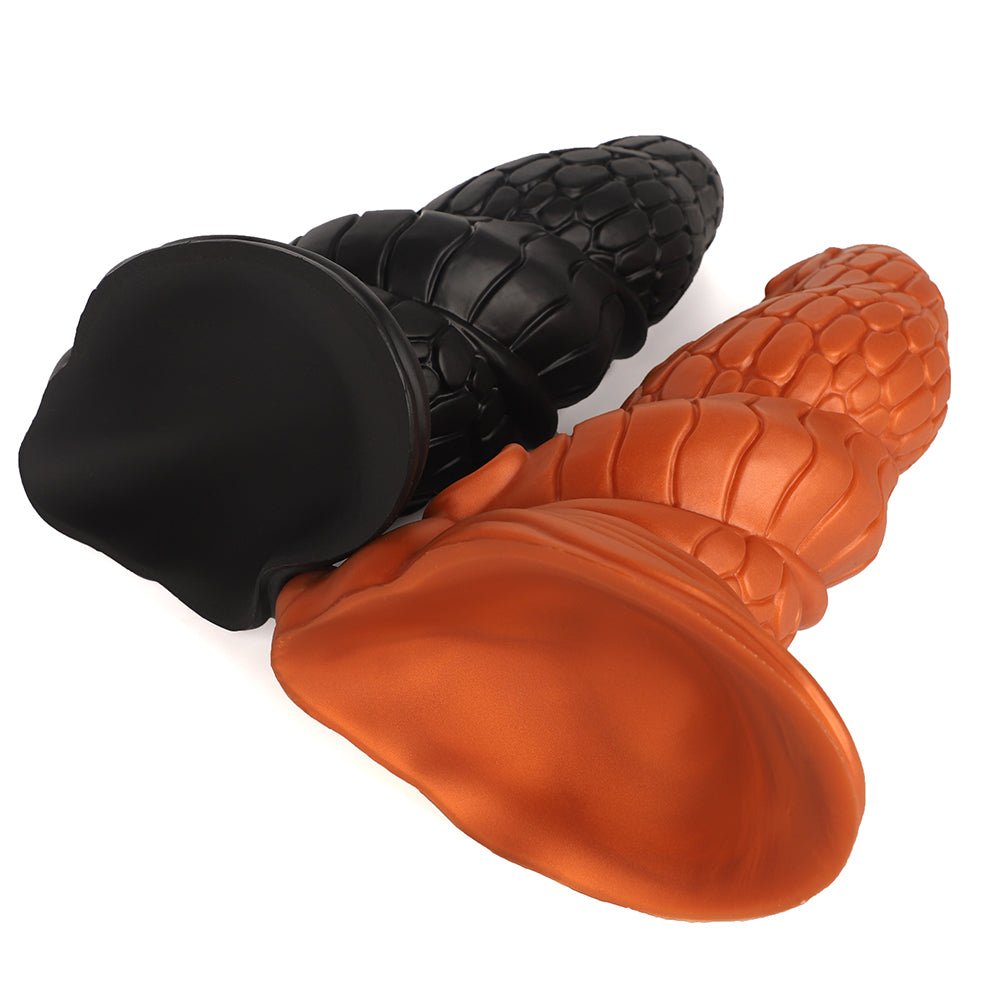 Dragon-Scale Fantasy Dildo – Soft Silicone Spiral Design with Suction Base - Tarisss Sex Toy Store