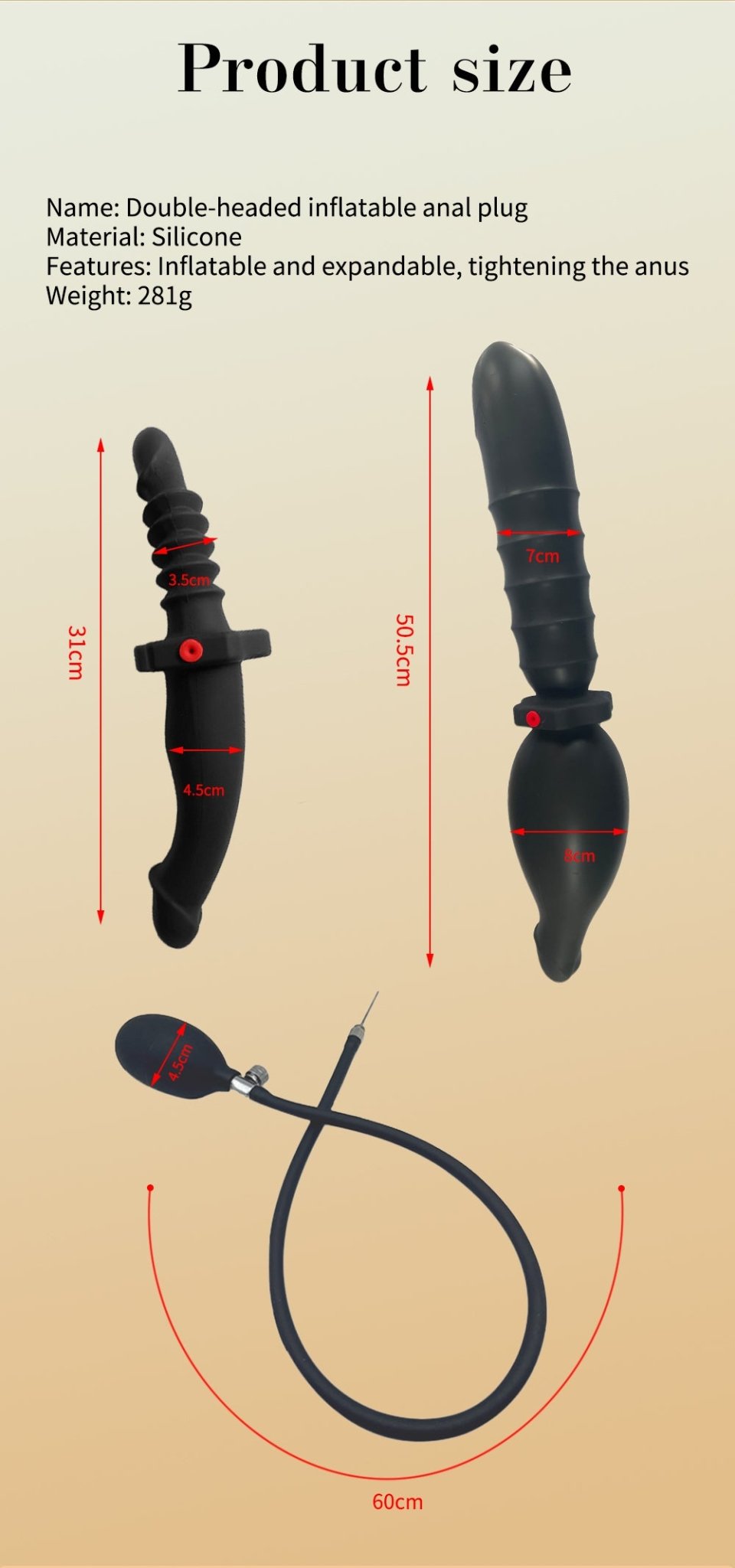 Dual - Ended Inflatable Anal Plug & Prostate Massager - Tarisss Sex Toy Store