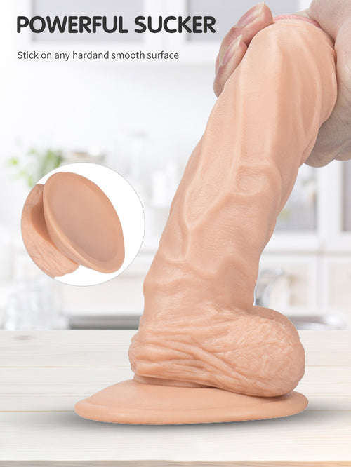10 inch Long Realistic Dildo - Lifelike Vein Glan Small Testicles Sex Toys for Women