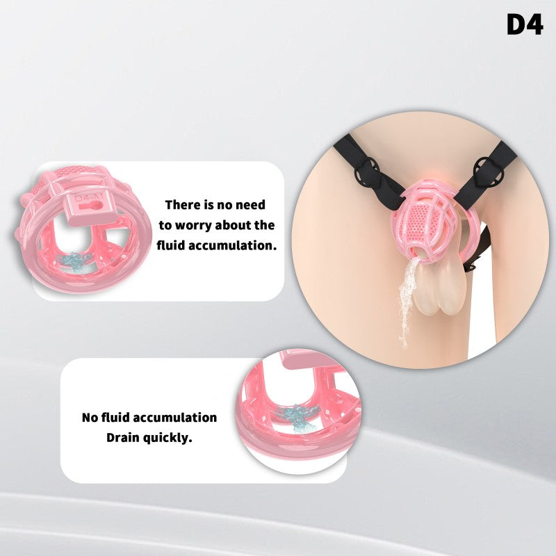 Honeycomb Mesh Adjustable Chastity Cage with Harness Strap (D4)