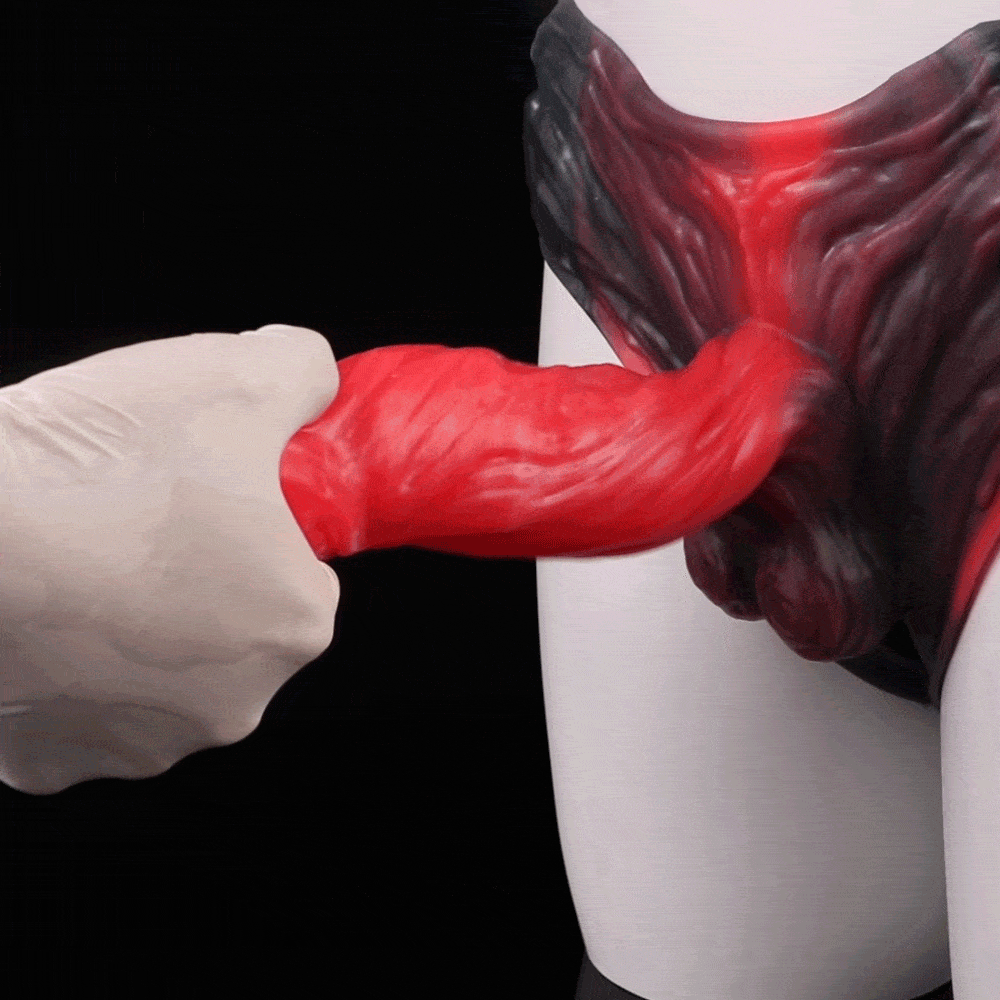 Uncut Penis Fantasy Sheath Underwear - Crimson Monster Cock Sleeve Male Extender Pant