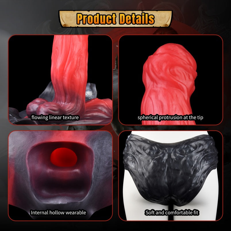 Uncut Penis Fantasy Sheath Underwear - Crimson Monster Cock Sleeve Male Extender Pant