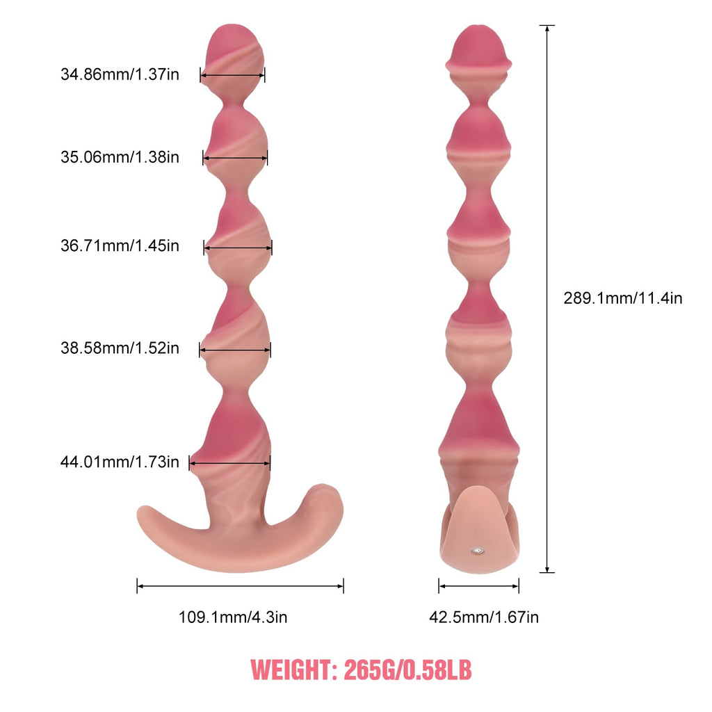 Electric Beaded Anal Plug with Realistic Head Design & Textured Silicone Shaft - Tarisss Sex Toy Store