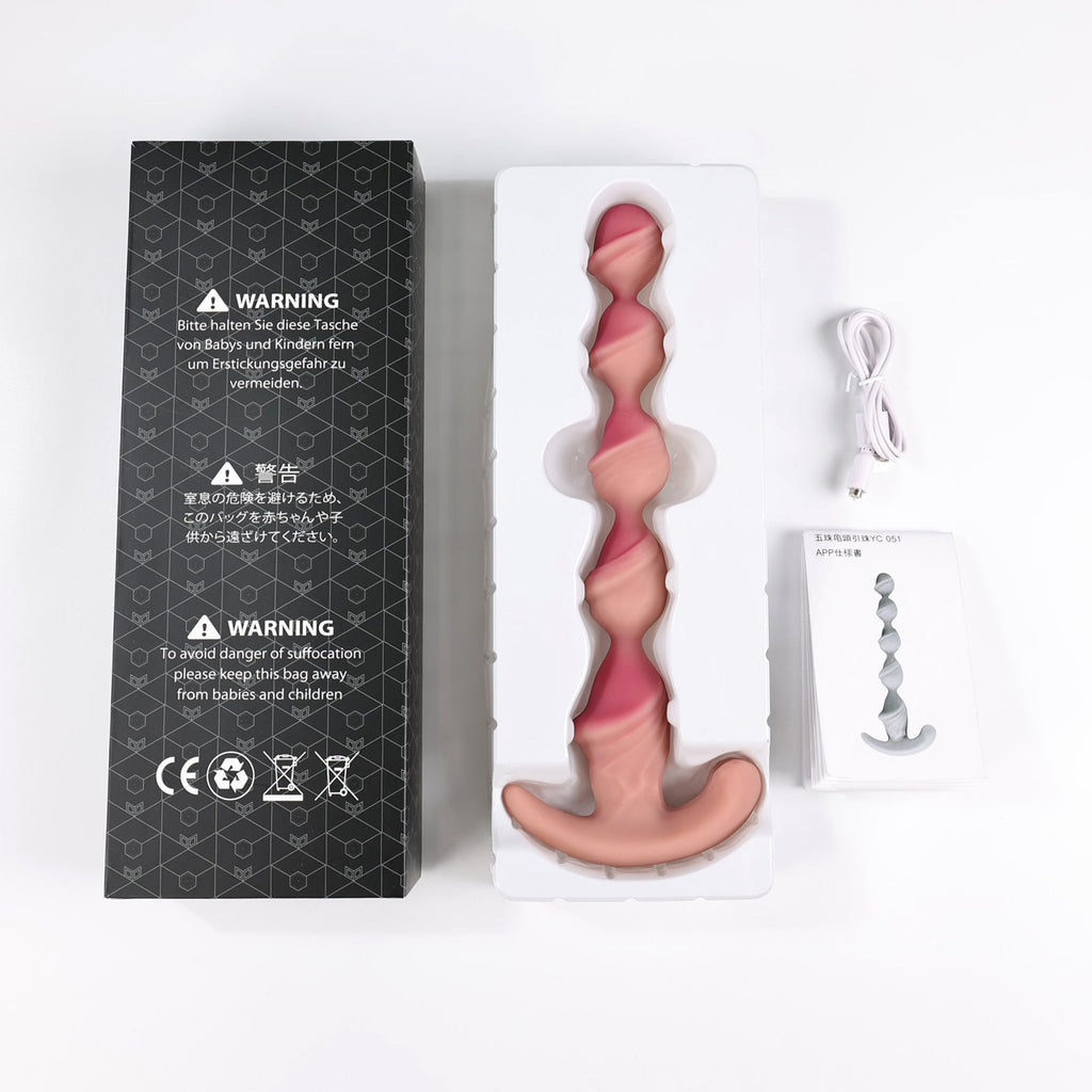 Electric Beaded Anal Plug with Realistic Head Design & Textured Silicone Shaft - Tarisss Sex Toy Store