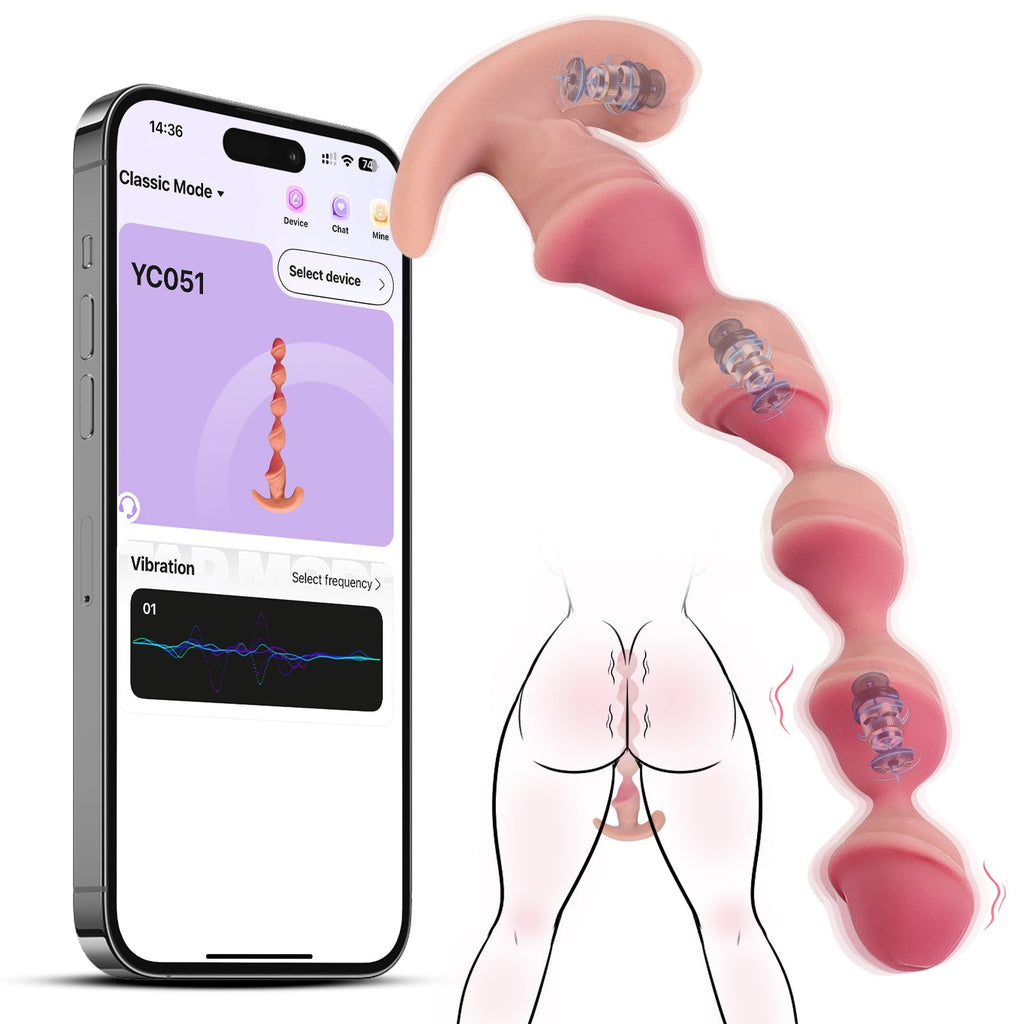 Electric Beaded Anal Plug with Realistic Head Design & Textured Silicone Shaft - Tarisss Sex Toy Store