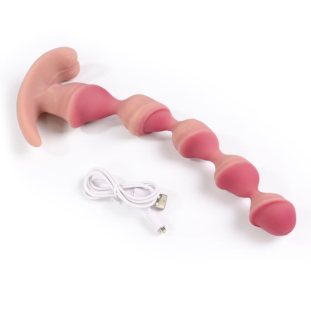 Electric Beaded Anal Plug with Realistic Head Design & Textured Silicone Shaft - Tarisss Sex Toy Store