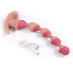 Electric Beaded Anal Plug with Realistic Head Design & Textured Silicone Shaft - Tarisss Sex Toy Store