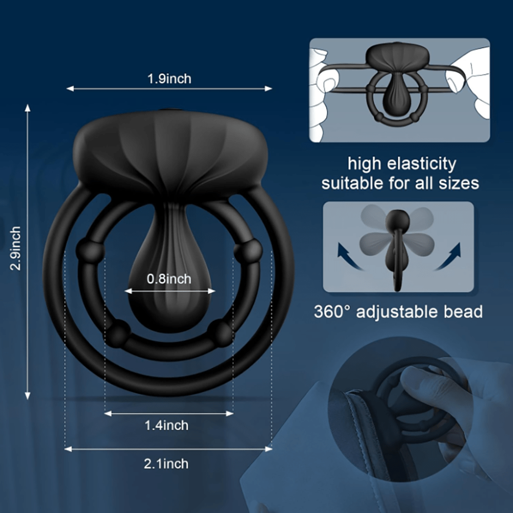 Electric penile ring double ring 10 - level vibration mode - Tarisss Sex Toy Store