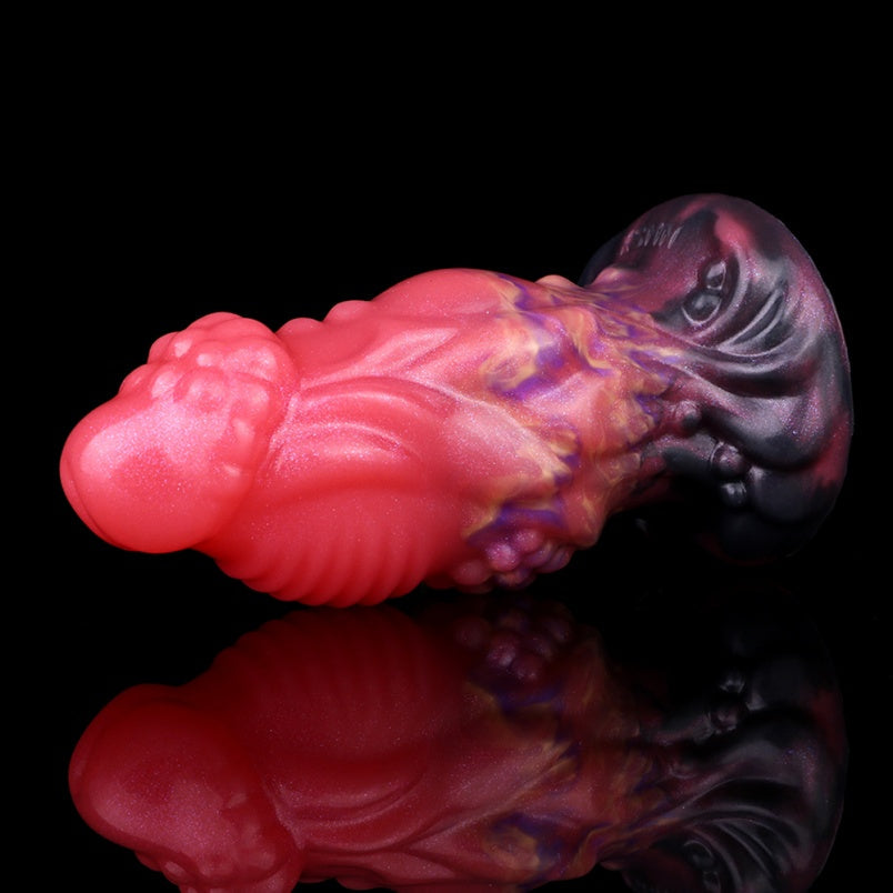 Domlust Blood-Red Spiral Fantasy Anal Plug – Platinum Silicone Three-Stage 6cm Expansion Segmented Gape Fetish Sex Toy
