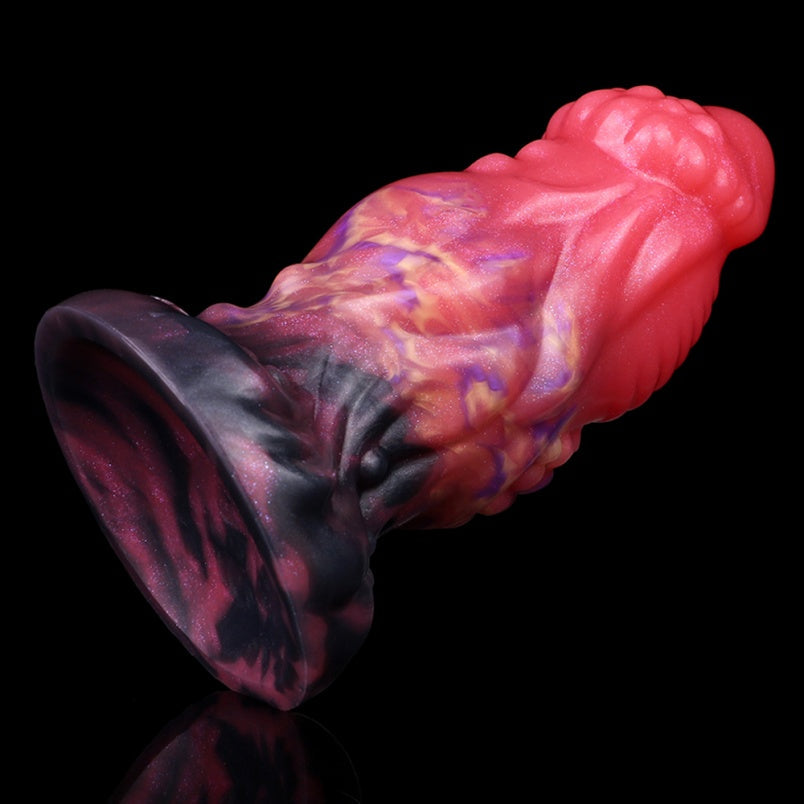 Domlust Blood-Red Spiral Fantasy Anal Plug – Platinum Silicone Three-Stage 6cm Expansion Segmented Gape Fetish Sex Toy