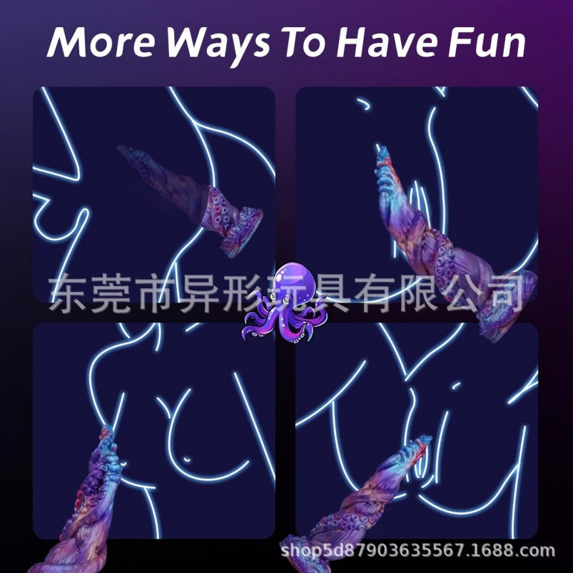Purple Octopus Tentacle Dildo Butt Plug | Platinum Silicone Alien Beast Dildo with Suction Cup for Fetish Fantasy Play – Domlust