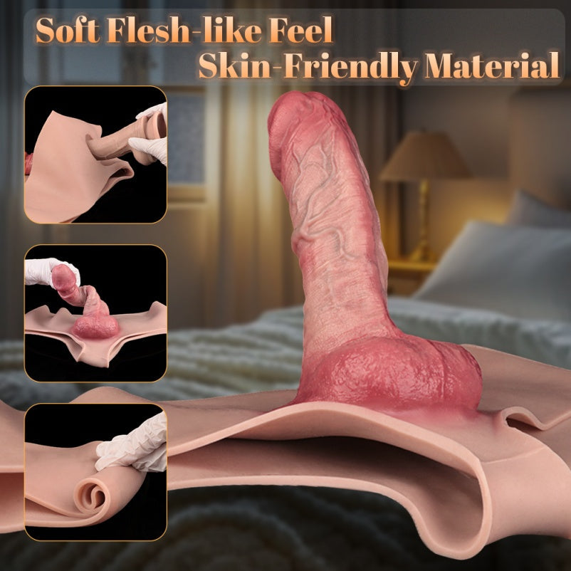Wearable Sheath Underwear Life Size Cock Sleeve - Real Penis Silicone Pants for Men Gay Couple
