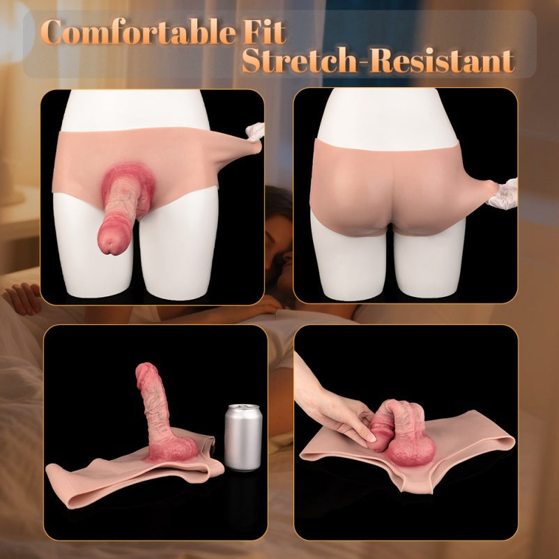Wearable Sheath Underwear Life Size Cock Sleeve - Real Penis Silicone Pants for Men Gay Couple