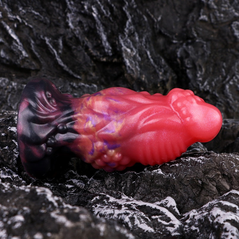 Domlust Blood-Red Spiral Fantasy Anal Plug – Platinum Silicone Three-Stage 6cm Expansion Segmented Gape Fetish Sex Toy