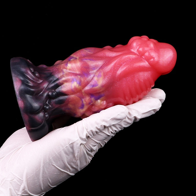 Domlust Blood-Red Spiral Fantasy Anal Plug – Platinum Silicone Three-Stage 6cm Expansion Segmented Gape Fetish Sex Toy