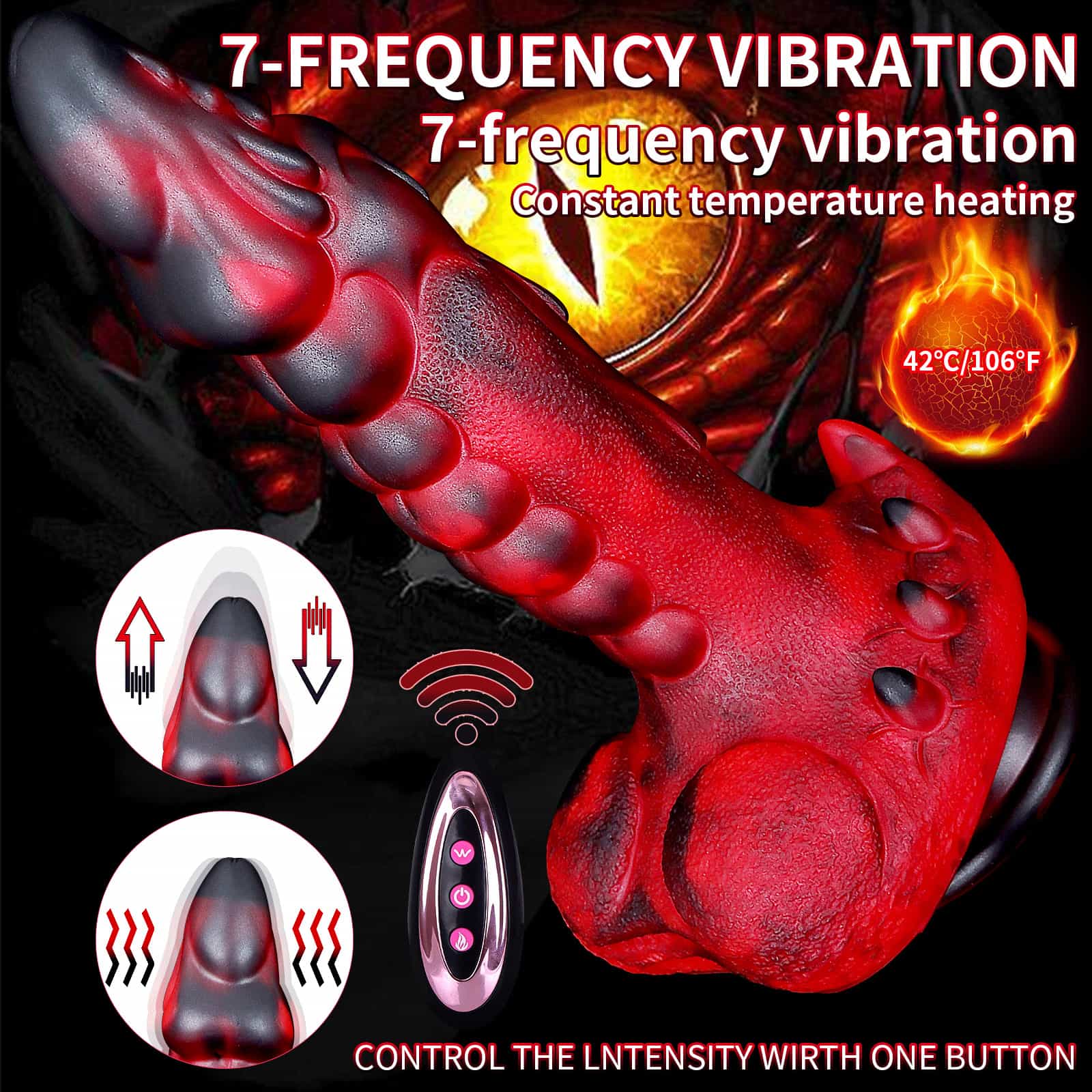 Evil Flame 9 Inch Fantasy Dragon 7 Frequency Vibrating Dildo - Tarisss Sex Toy Store