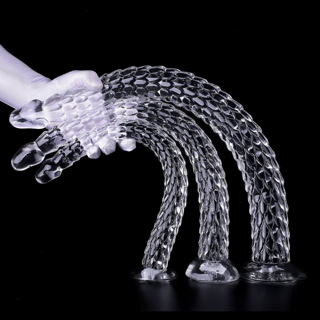 Extra - Long Crystal Dragon Tail Anal Probe - Textured Scale Series - Tarisss Sex Toy Store