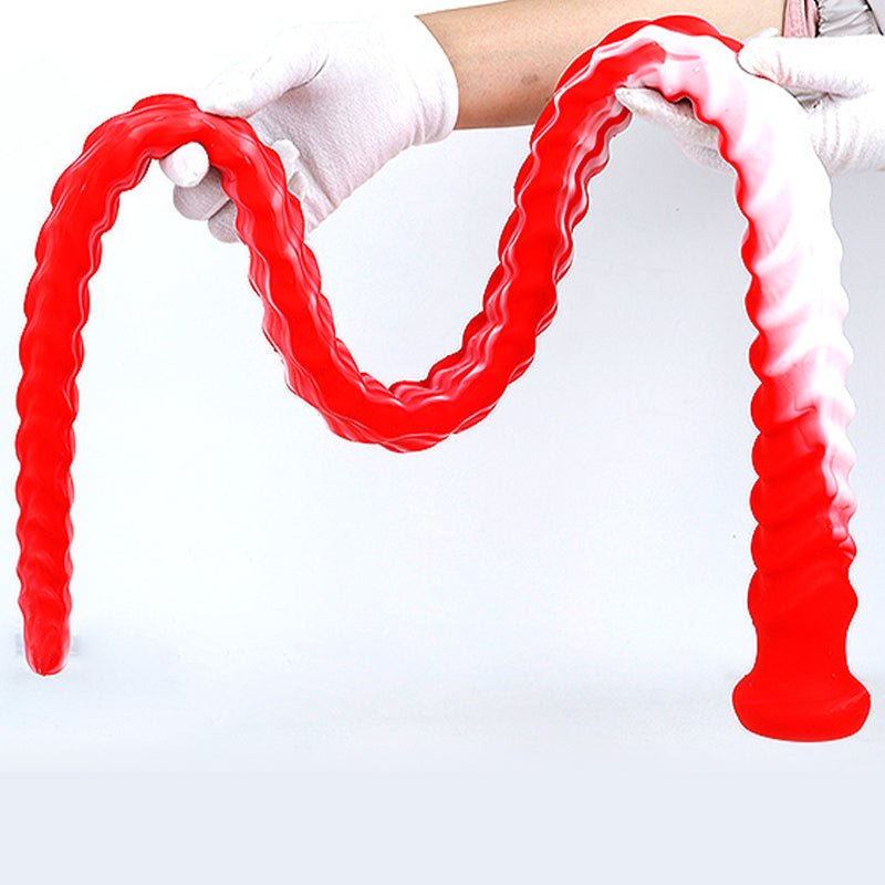 Extra Long Flexible Textured Silicone Dildo Set with Suction Base - Tarisss Sex Toy Store