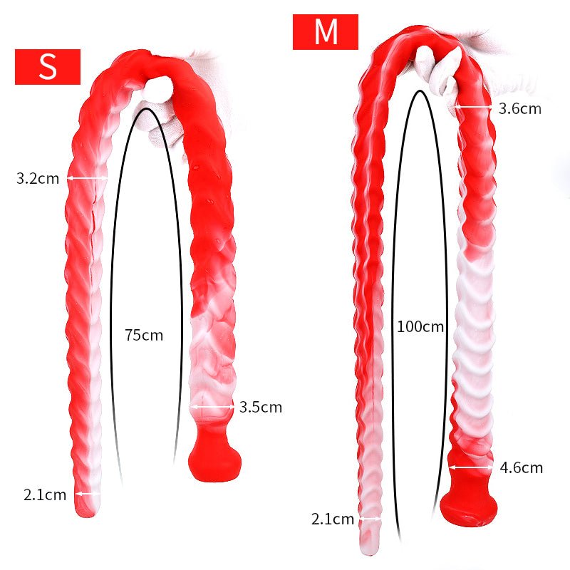 Extra Long Flexible Textured Silicone Dildo Set with Suction Base - Tarisss Sex Toy Store