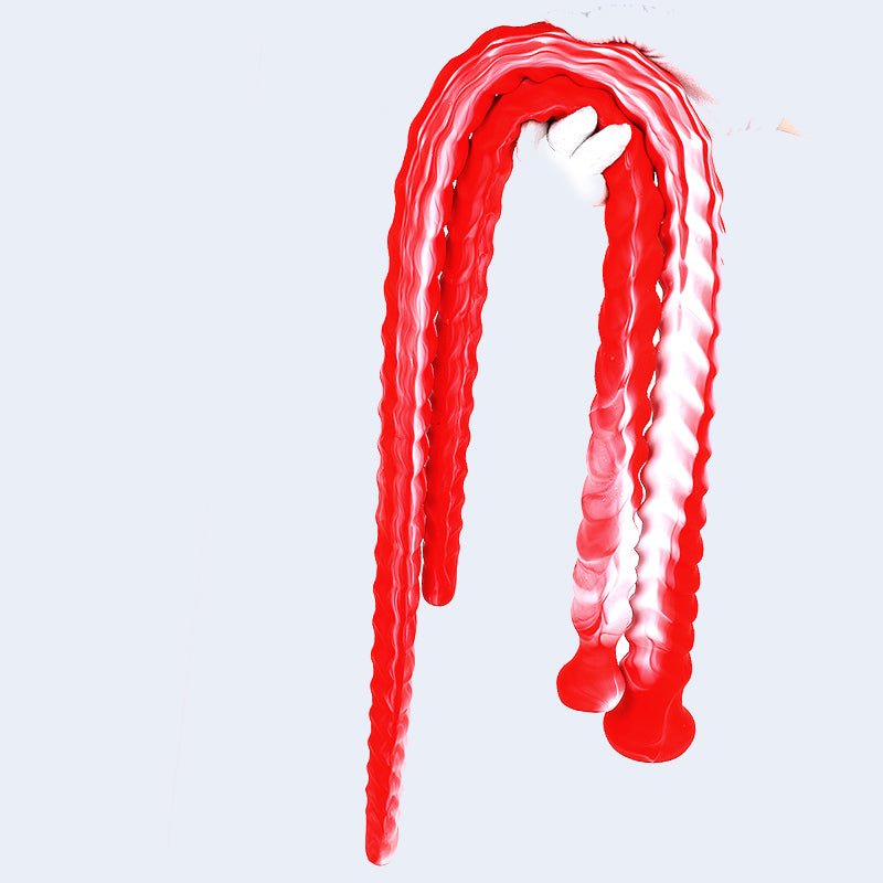 Extra Long Flexible Textured Silicone Dildo Set with Suction Base - Tarisss Sex Toy Store