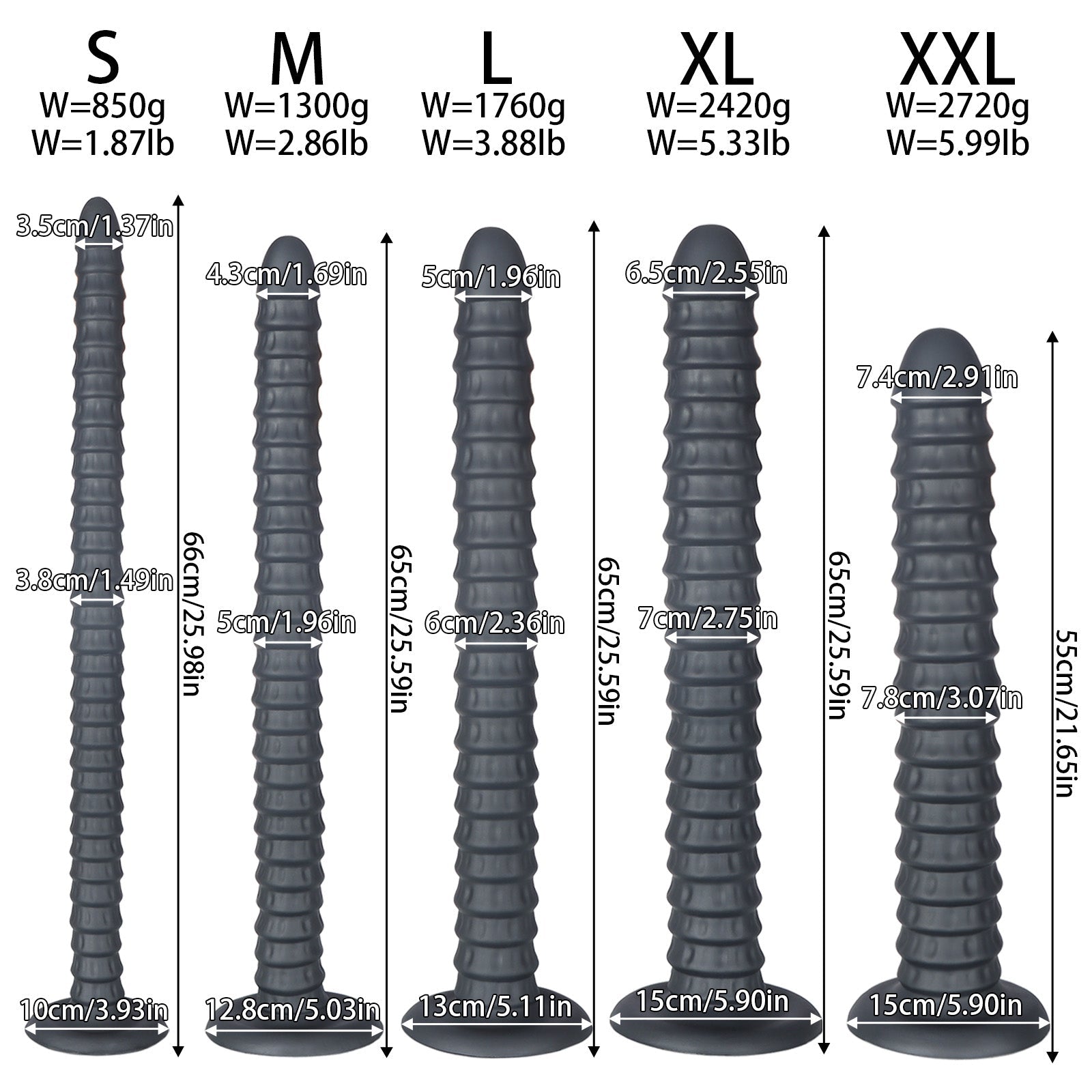 Extra - Long Textured Silicone Dildo with Suction Base – Multi - Size (S–XXL) - Tarisss Sex Toy Store