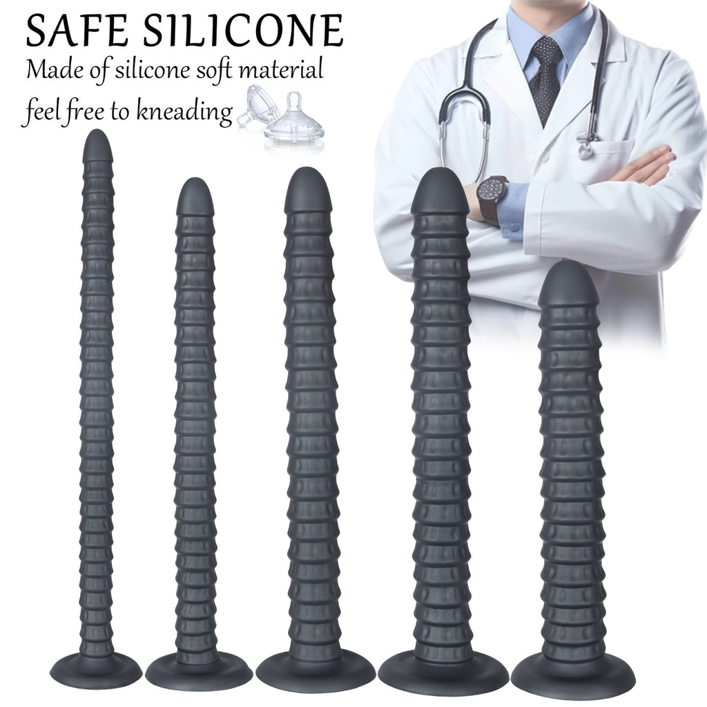 Extra - Long Textured Silicone Dildo with Suction Base – Multi - Size (S–XXL) - Tarisss Sex Toy Store