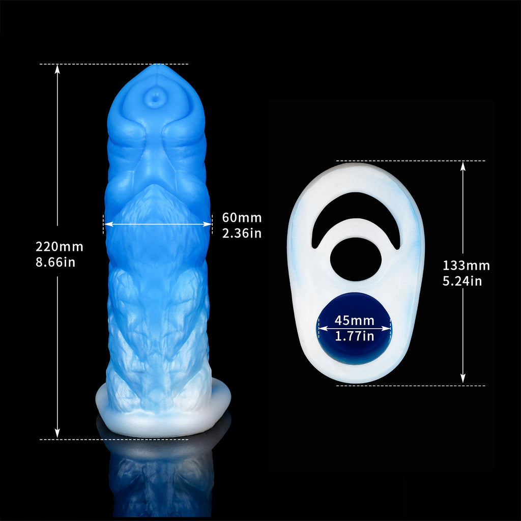 Luminous Huge Cock Sleeve Enlarger - Monsterdildo Penis Ring Preimium Silicone Sex Toy for Men