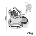 Leopard Head Metal Chastity Cage with Internal Lock – Adjustable Base Ring for Men