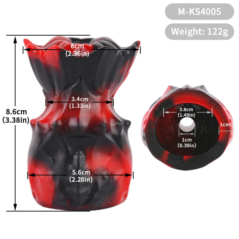 Black-Red Silicone Strapon Fantasy Ball Gag - Bondage Female Kinky Sex Toys for Women