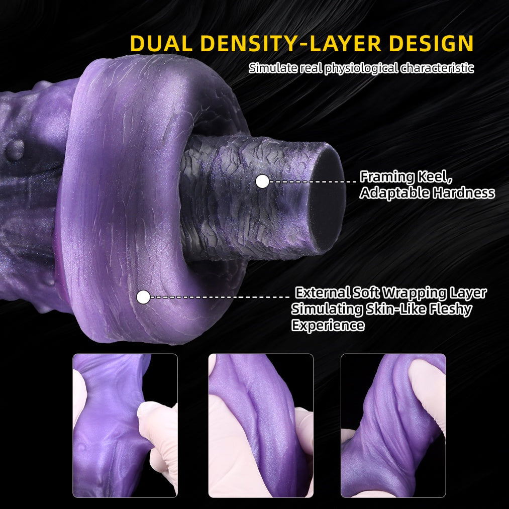 Domlust Wolf Knot Dildo — Dual Density Platinum Silicone Creature Cock with Suction Cup