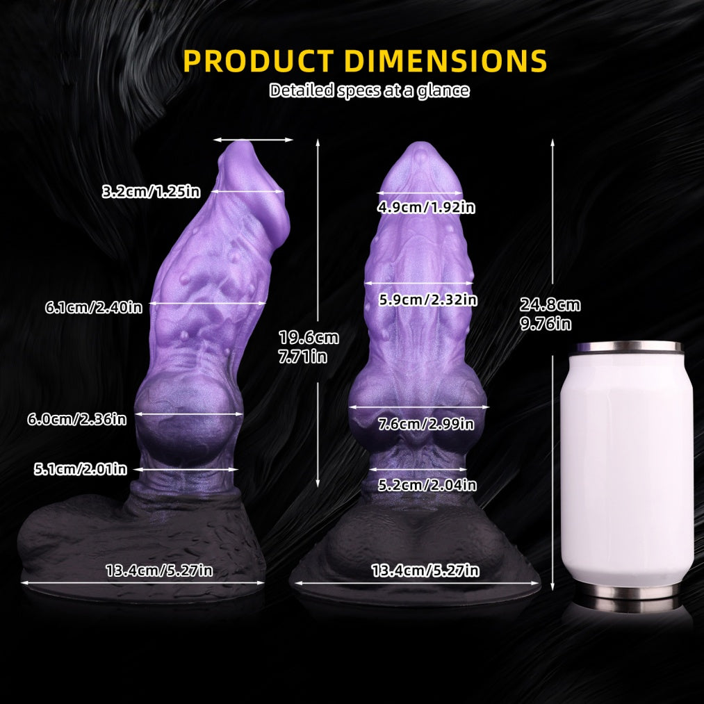 Domlust Wolf Knot Dildo — Dual Density Platinum Silicone Creature Cock with Suction Cup