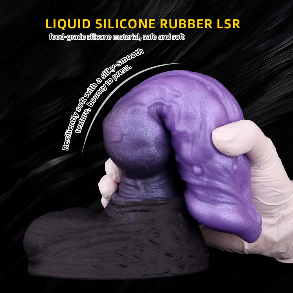 Domlust Wolf Knot Dildo — Dual Density Platinum Silicone Creature Cock with Suction Cup