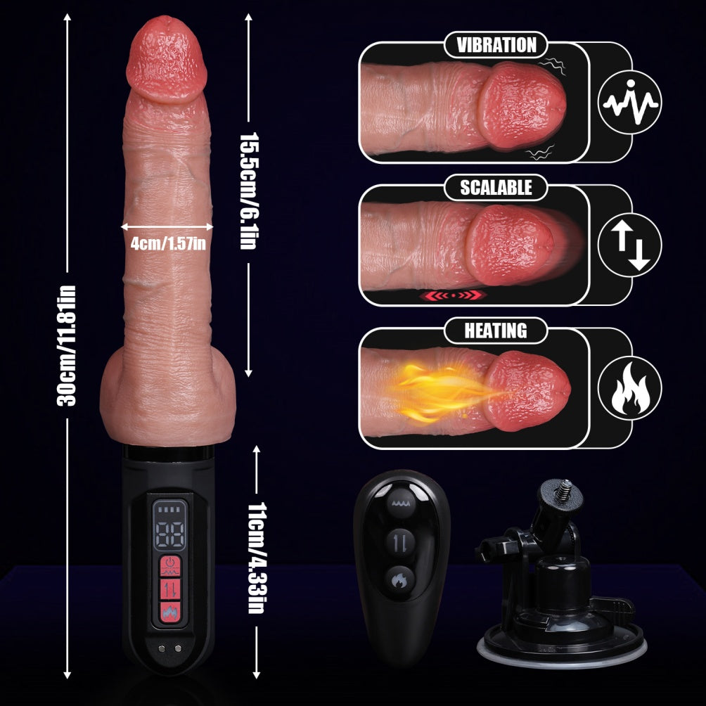 Thrusting Dildo Machine – 42°C Heating + 10-Mode Vibration + Auto Thrust | Platinum Silicone Sex Machine
