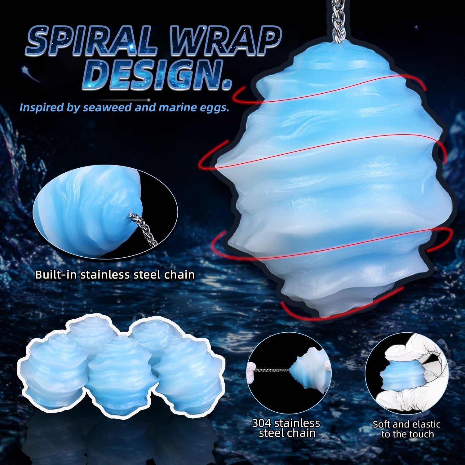 Platinum Silicone Anal Plug, Fist Dildo & Ball Gag in 4 Sizes — Spiral Marine Egg
